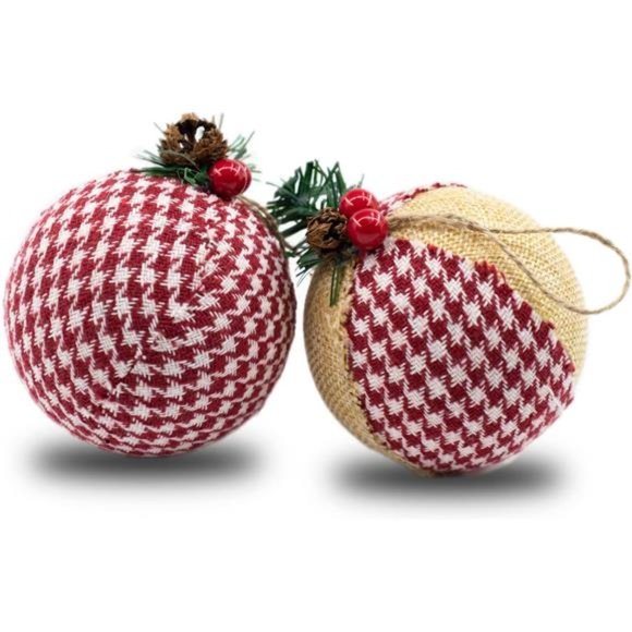 12 Pcs Burlap Christmas Ball Ornaments, Rustic Farmhouse...